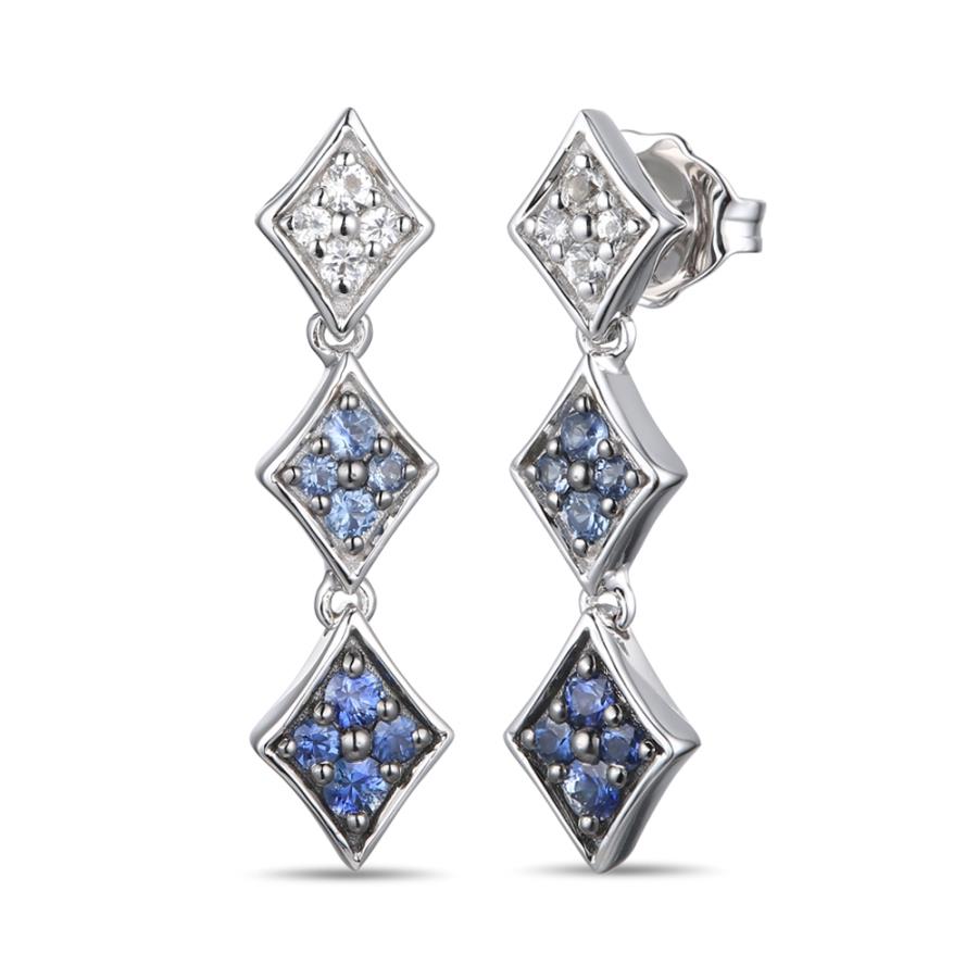 LEVIAN 14K White Gold White Saphire Denim Ombre Earrings