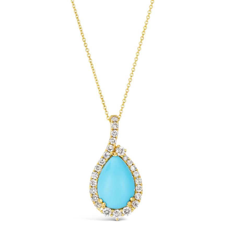 LE VIAN 14K Yellow Gold Turquoise Diamond Pendant Necklace