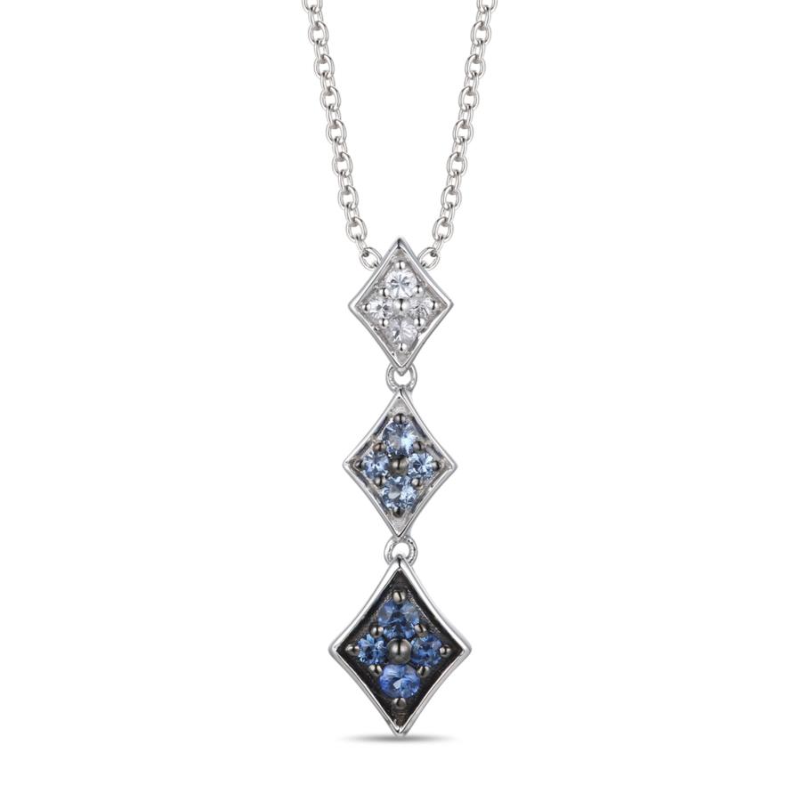 LE VIAN 14K White Gold White Saphire/Denim Ombre Pendant Necklace