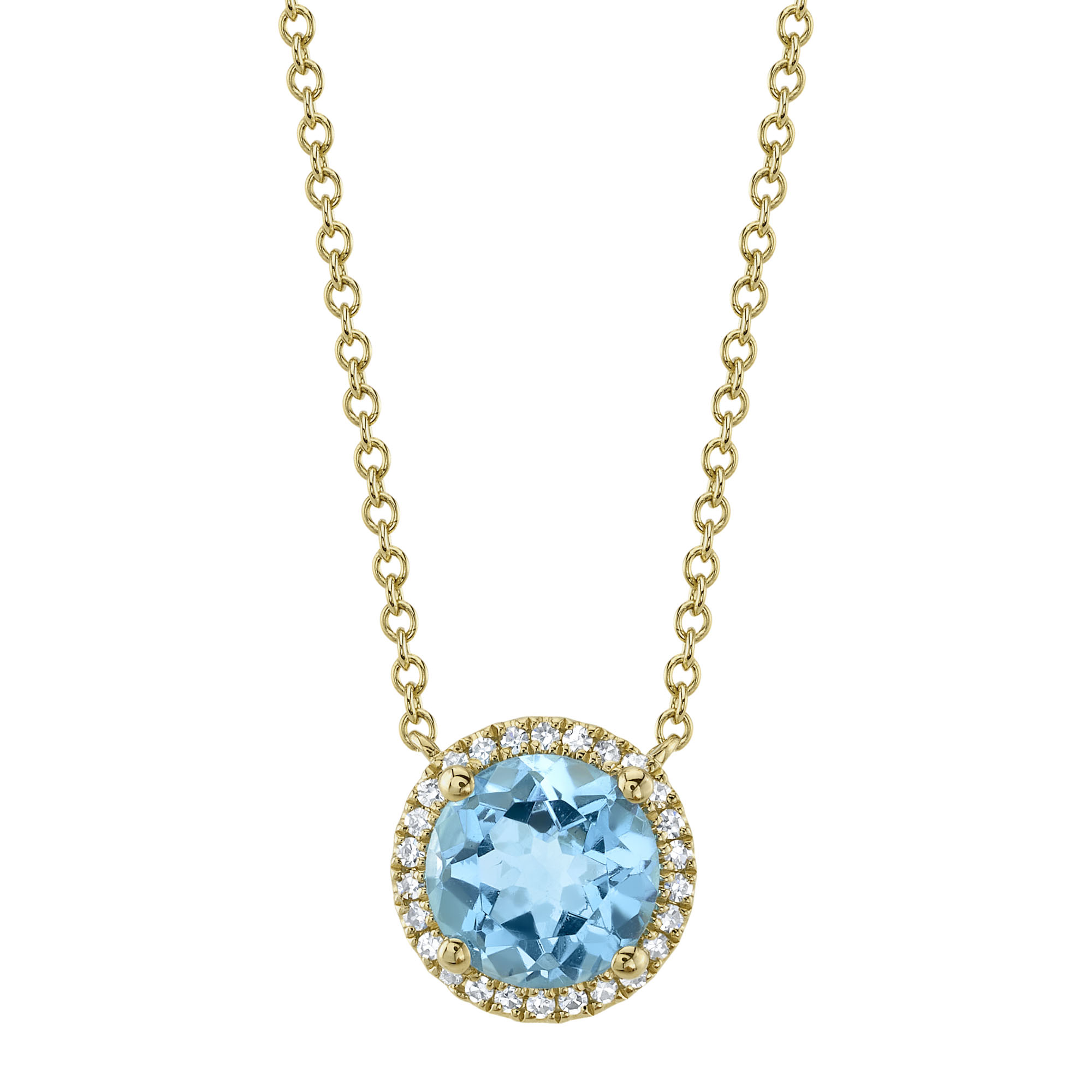 SHY 14K Yellow Gold Blue Topaz Diamond Necklace