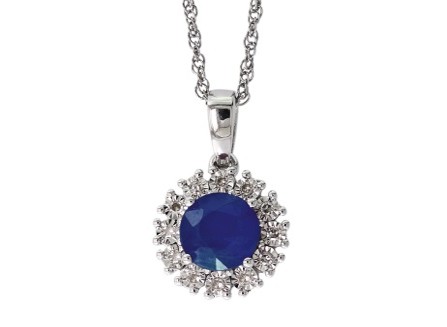 Sterling Silver Diamond/ Sapphire Pendant