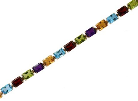 14k Yellow Gold Colored Stone Bracelet