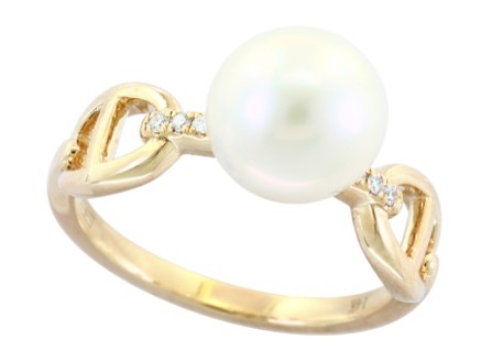 14k Yellow Gold Diamond/ Pearl Ring