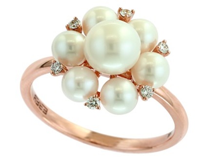 14k Rose Gold Diamond/ Pearl Ring