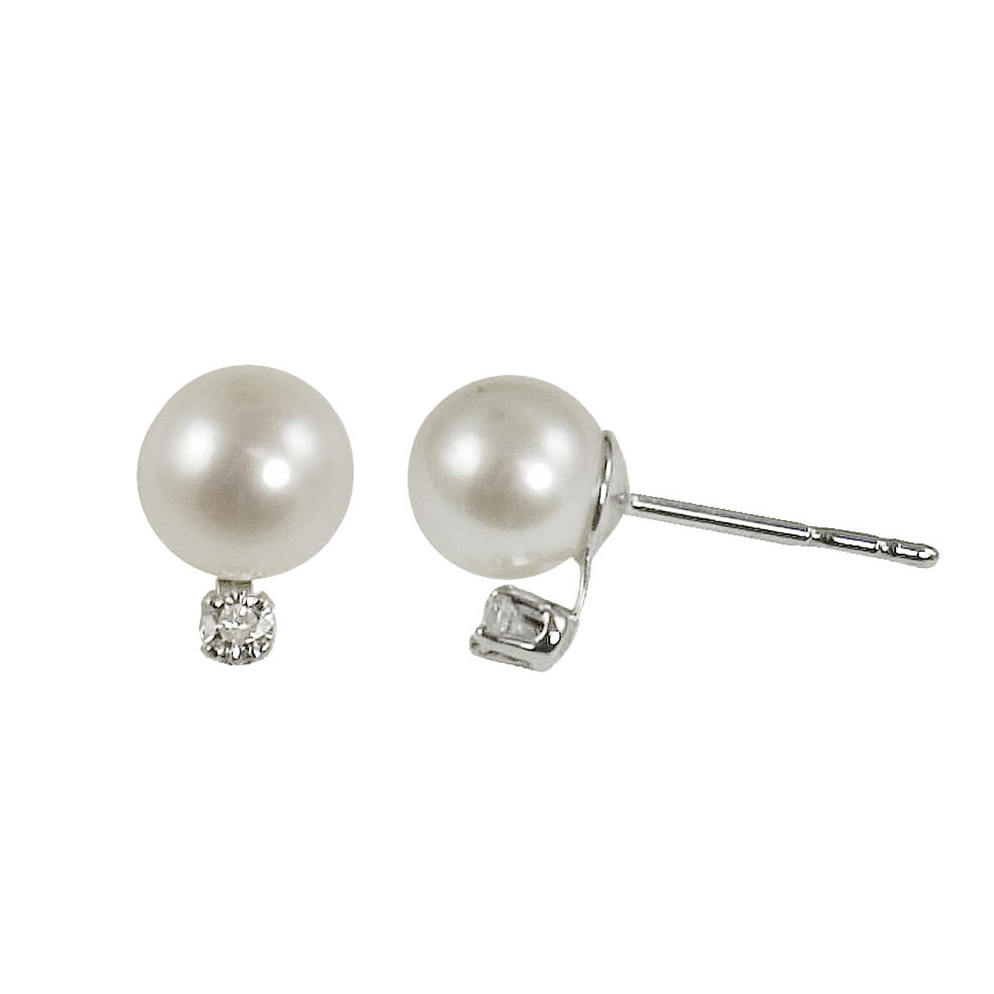 IMPERIAL 6MM Diamond Pearl Stud Earring