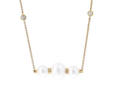 14k Yellow Gold Pearl/ Diamond Necklace