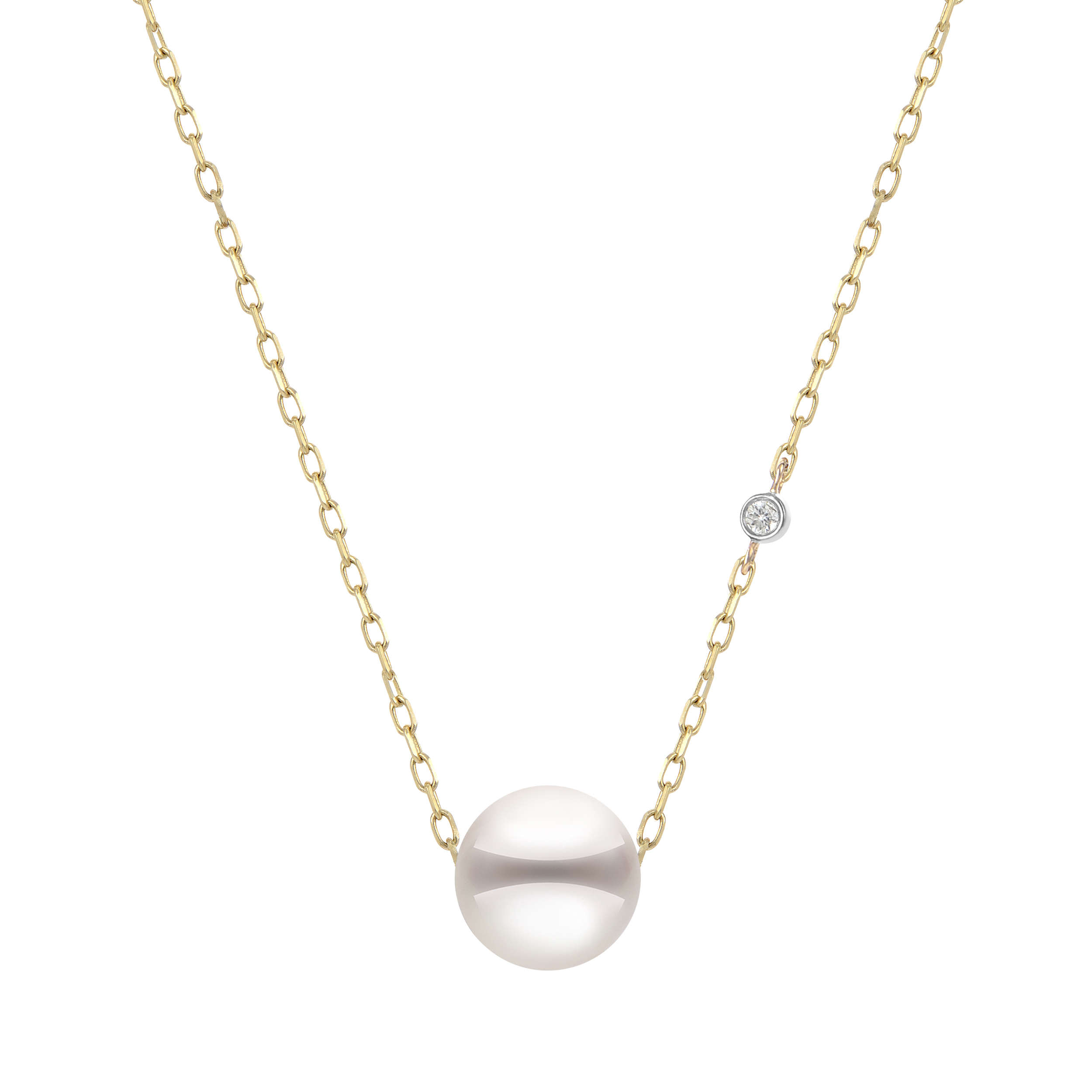 IMPERIAL 7-7.5MM Diamond Pearl Necklace