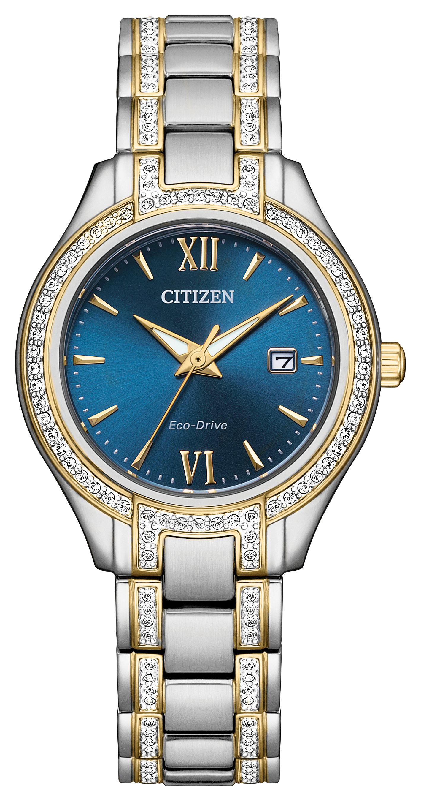 CITIZEN Eco Drive Women's Blue Face Two Tone Watch