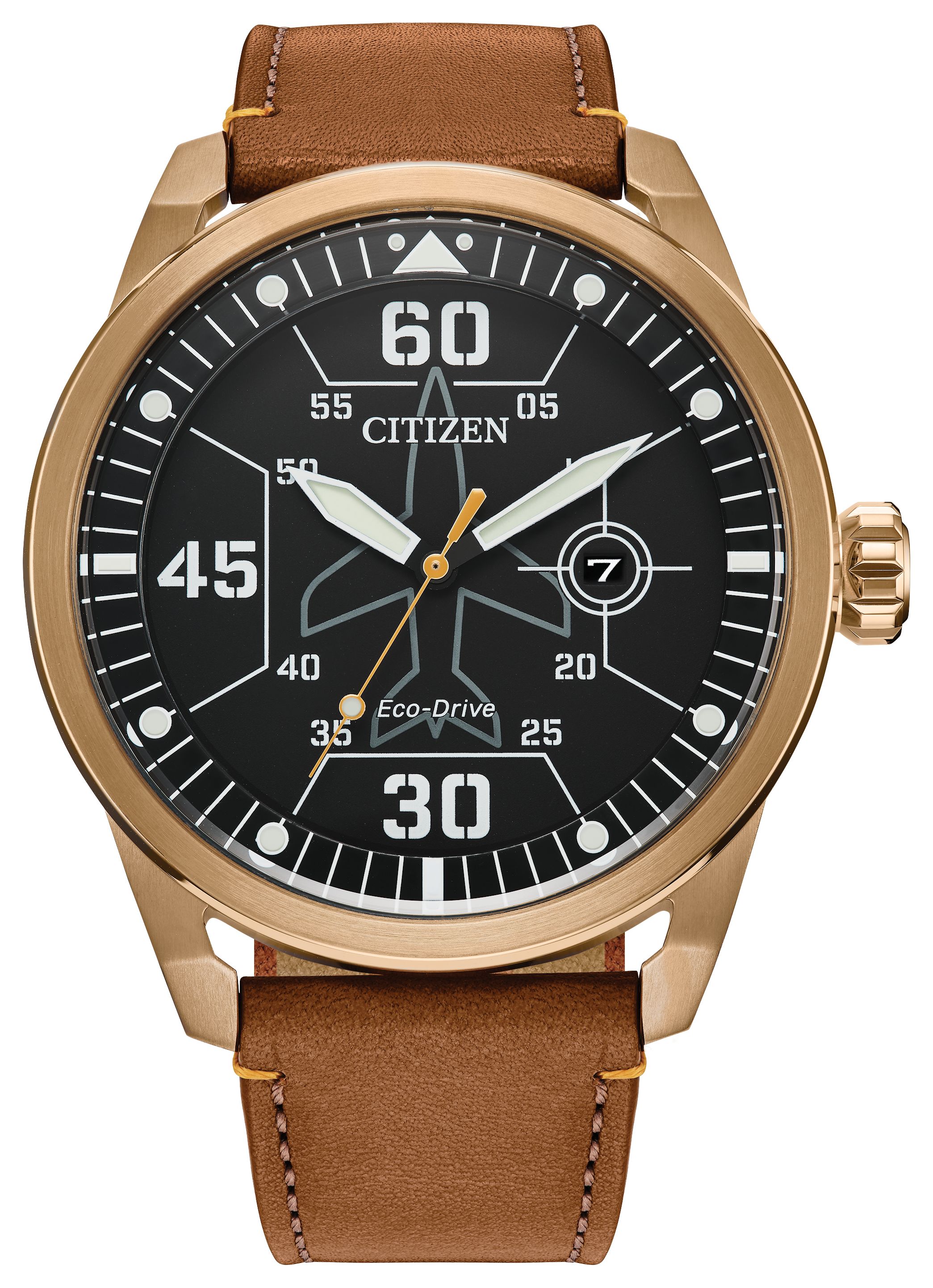 CITIZEN Eco Drive Men's Brown/Rose Leather Watch