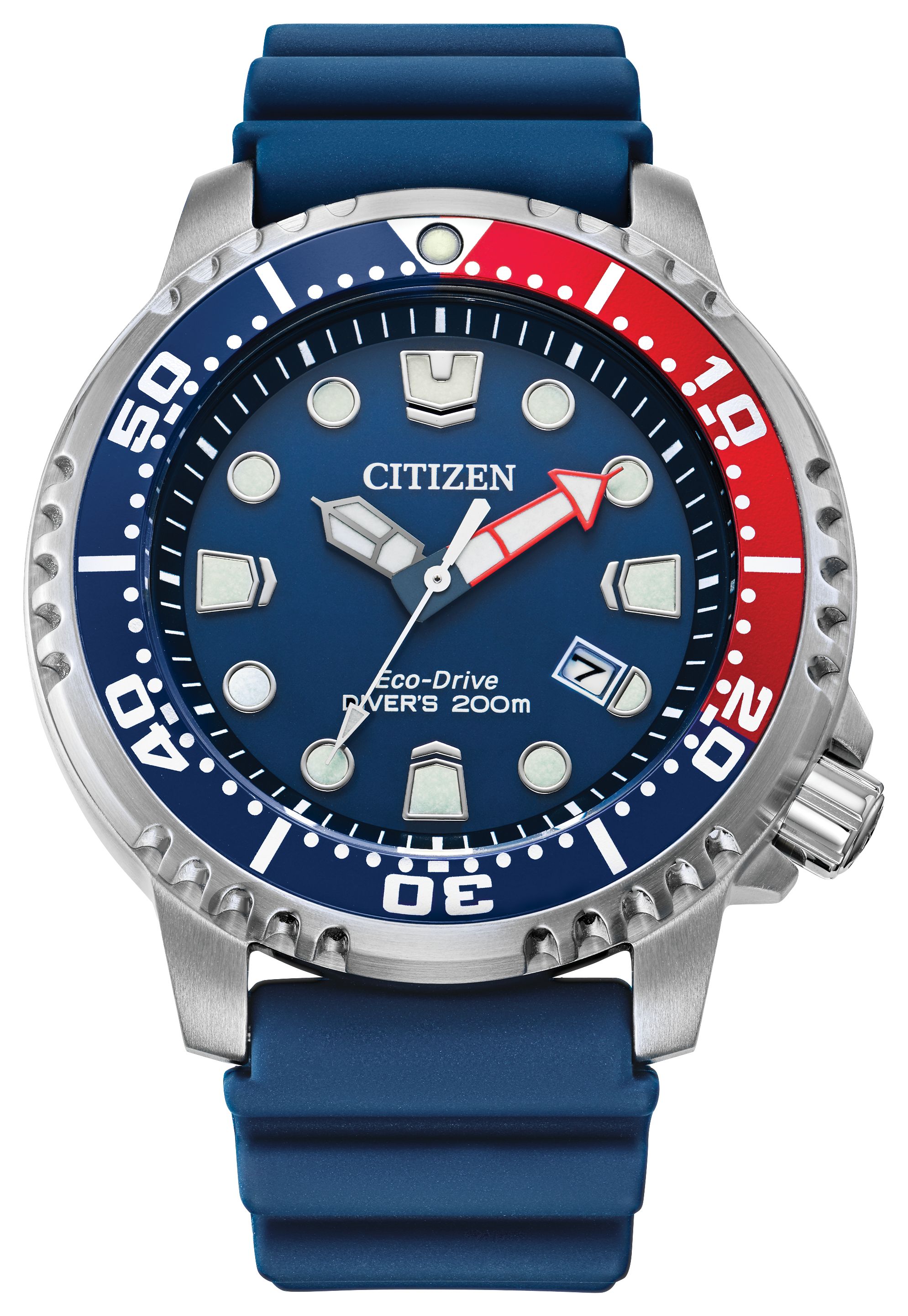 CITIZEN Eco Drive Men's Red/Blue Rubber Band Watch