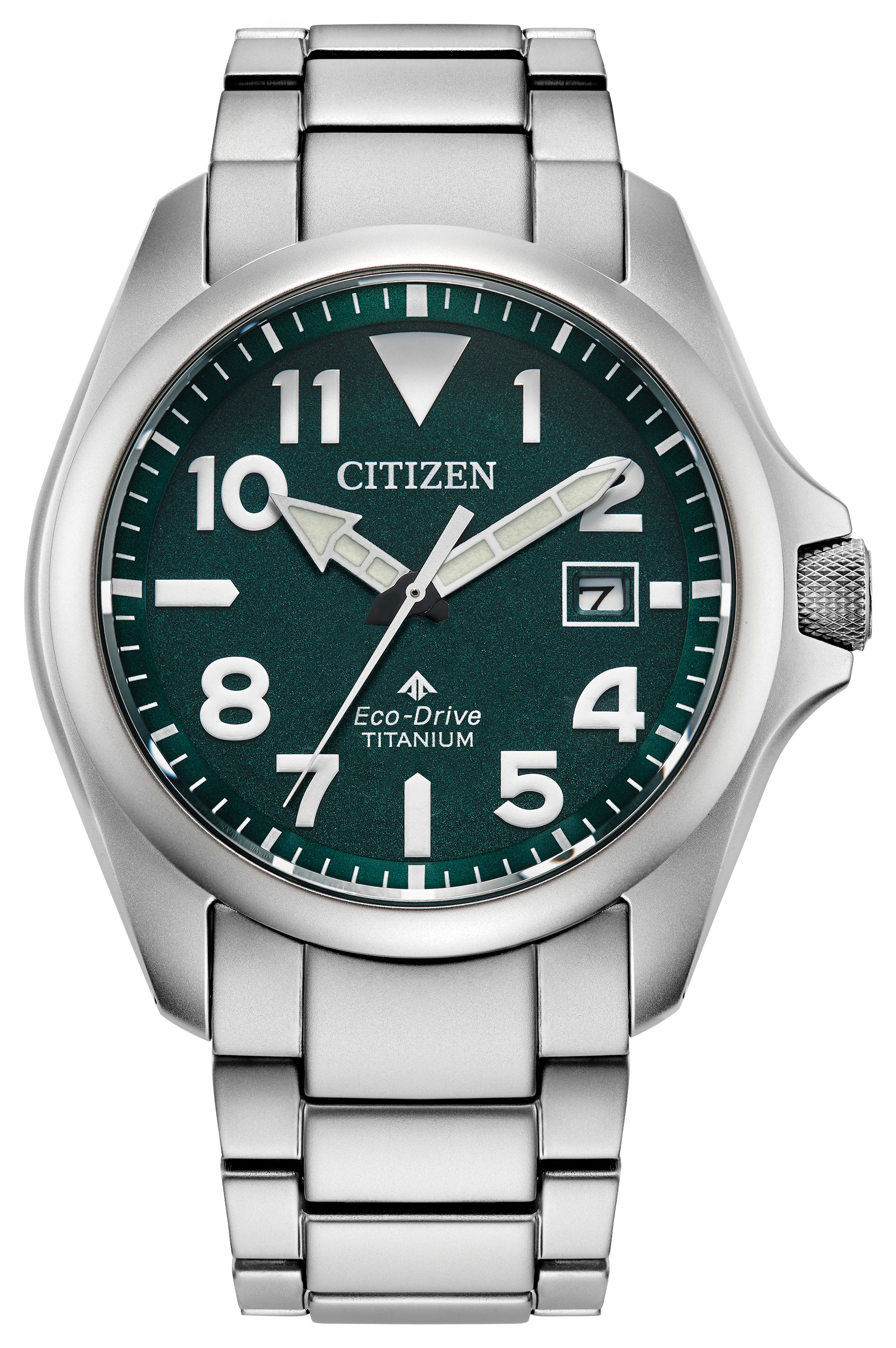 CITIZEN Eco Drive Men's Green Face Silver Watch