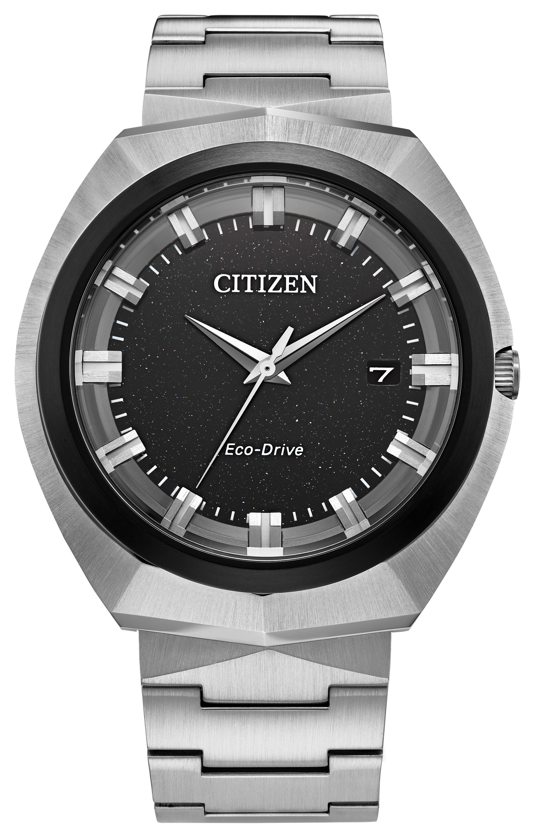 CITIZEN Eco Drive Men's Black Face Silver Watch