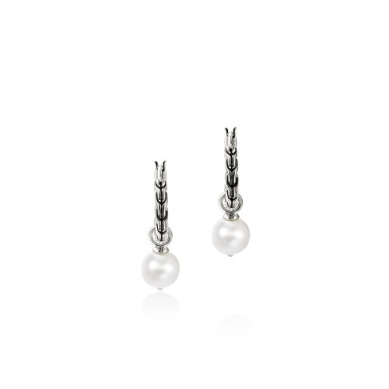 JOHN HARDY Sterling Silver Hoop Pearl Earrings
