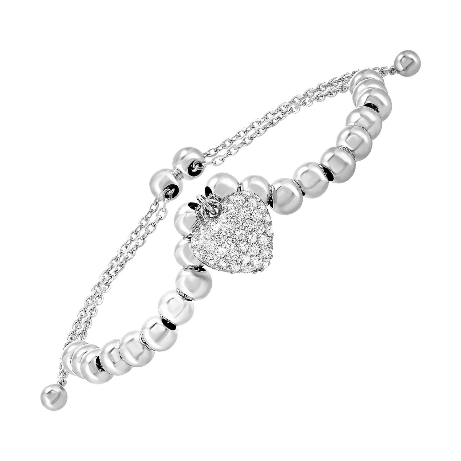 Sterling Silver Heart Beaded Bracelet