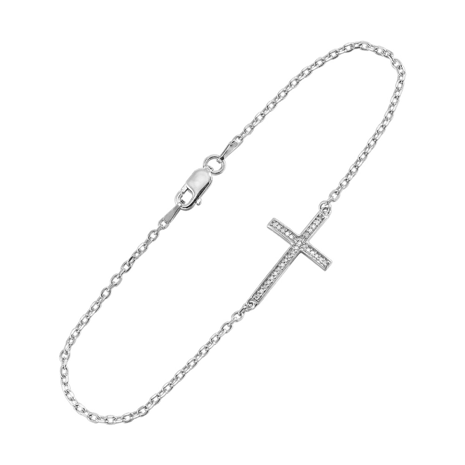 Sterling Silver Diamond Cross Bracelet