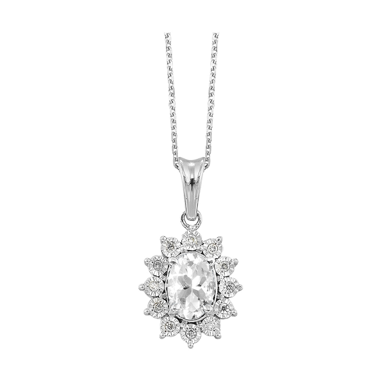 Sterling Silver Diamond/White Topaz Necklace