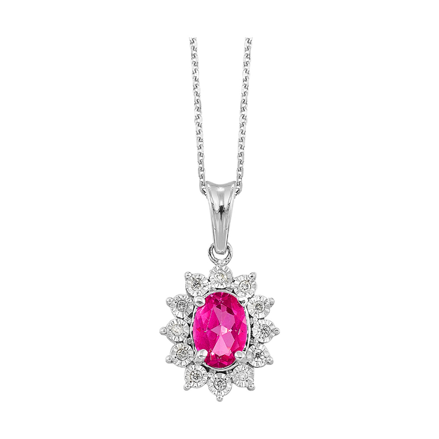 Sterling Silver Diamond/Pink Topaz Necklace