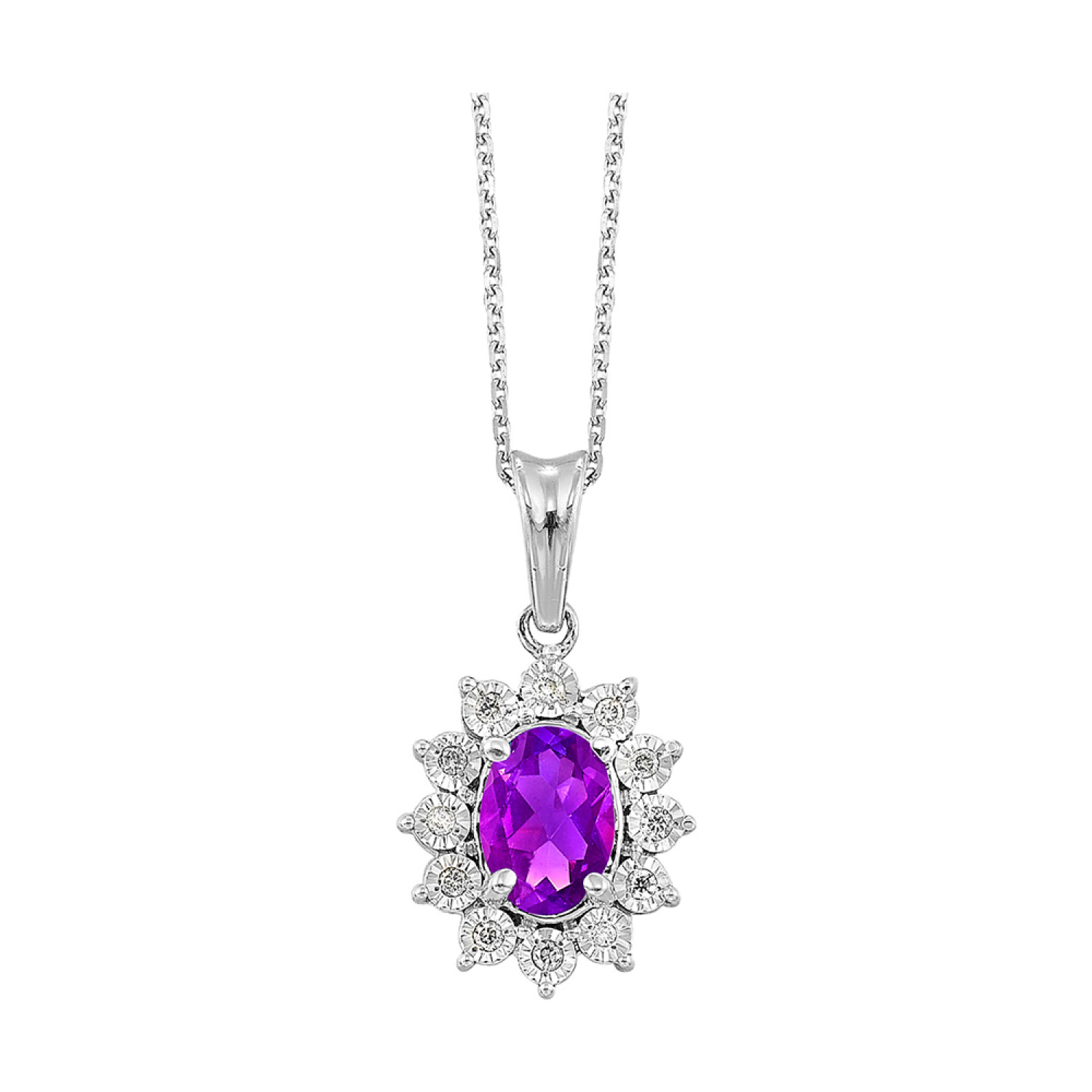 Sterling Silver Diamond/Amethyst Necklace