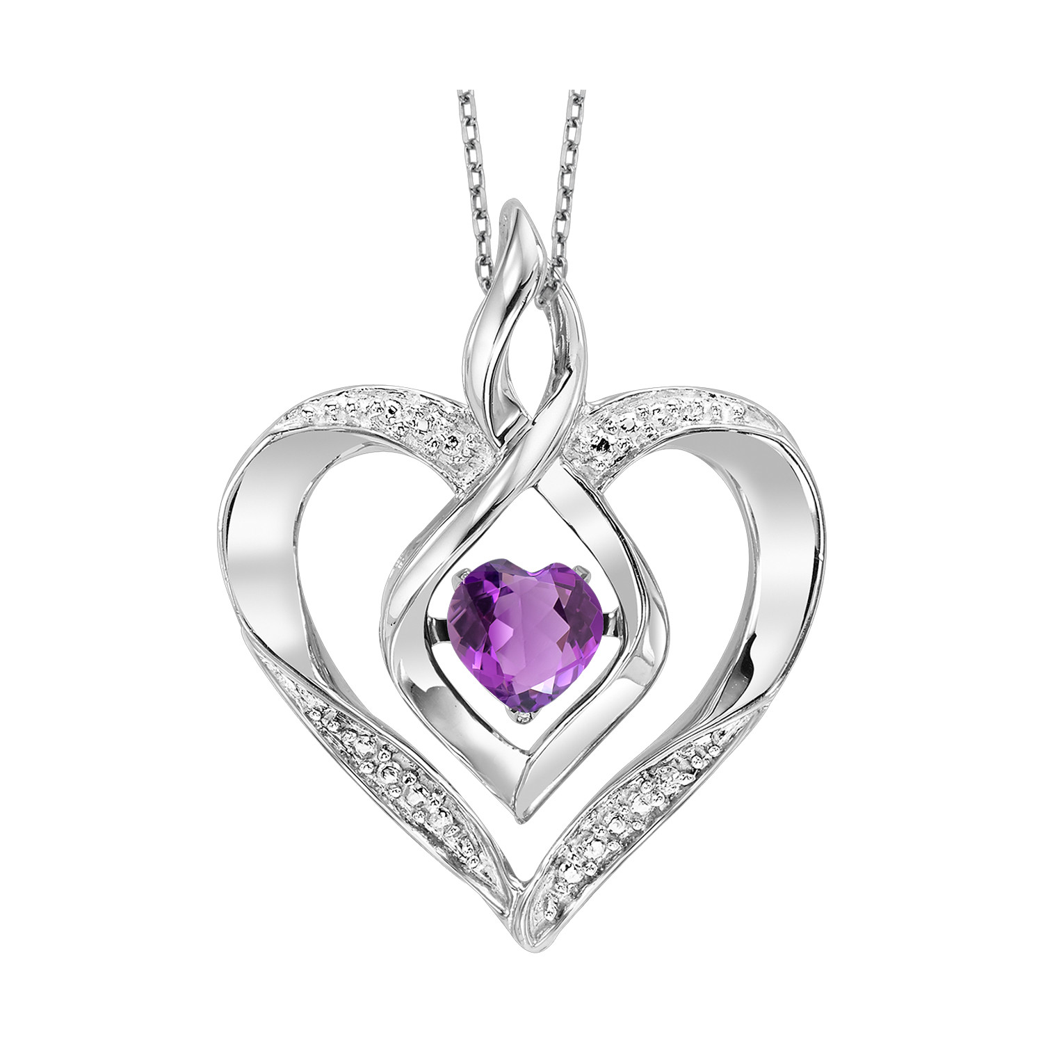 Sterling Silver Amethyst Heart Necklace