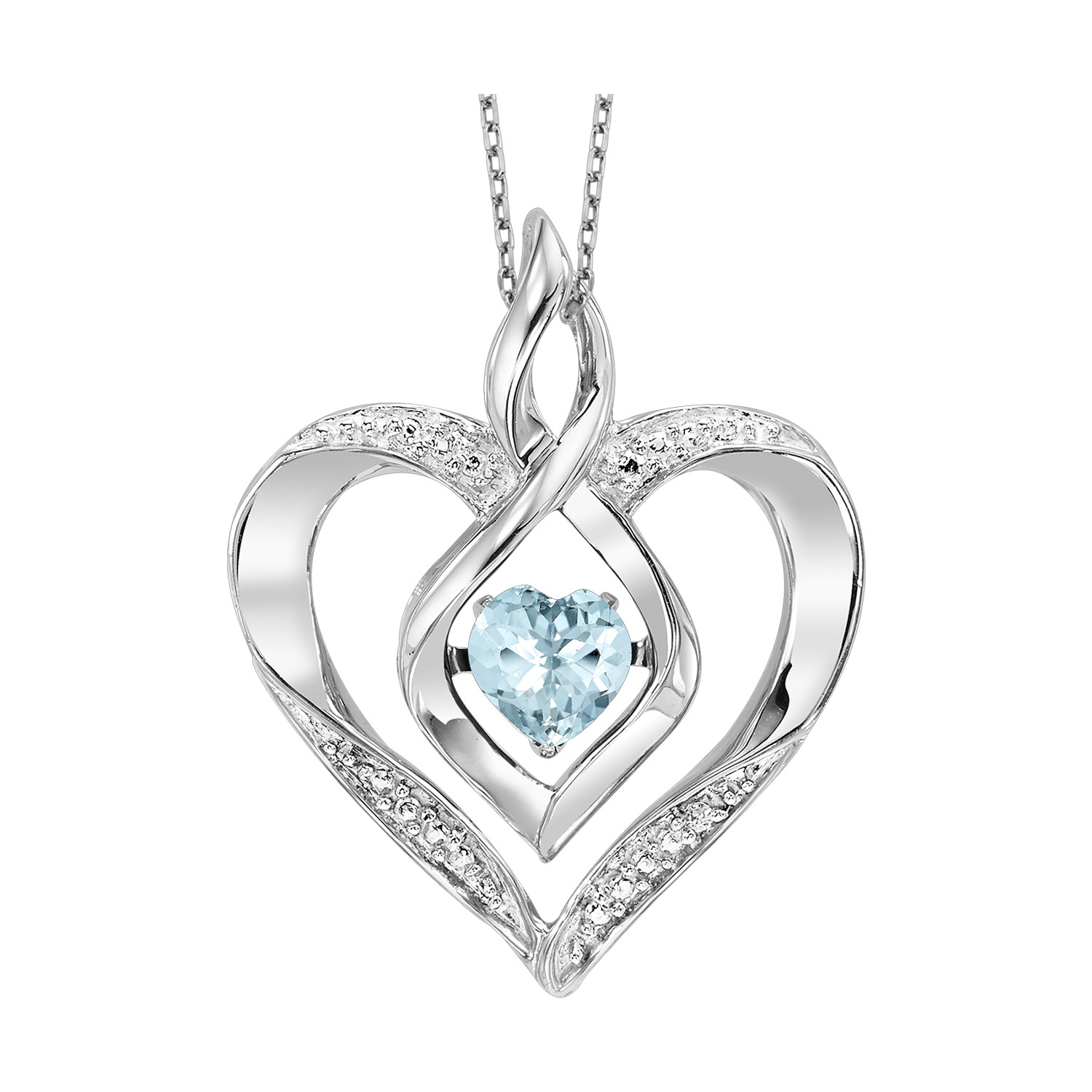 Sterling Silver Aqua Heart Necklace