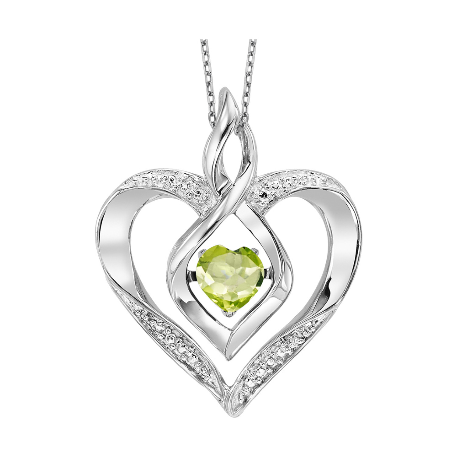 Sterling Silver Heart Birthstone Necklace