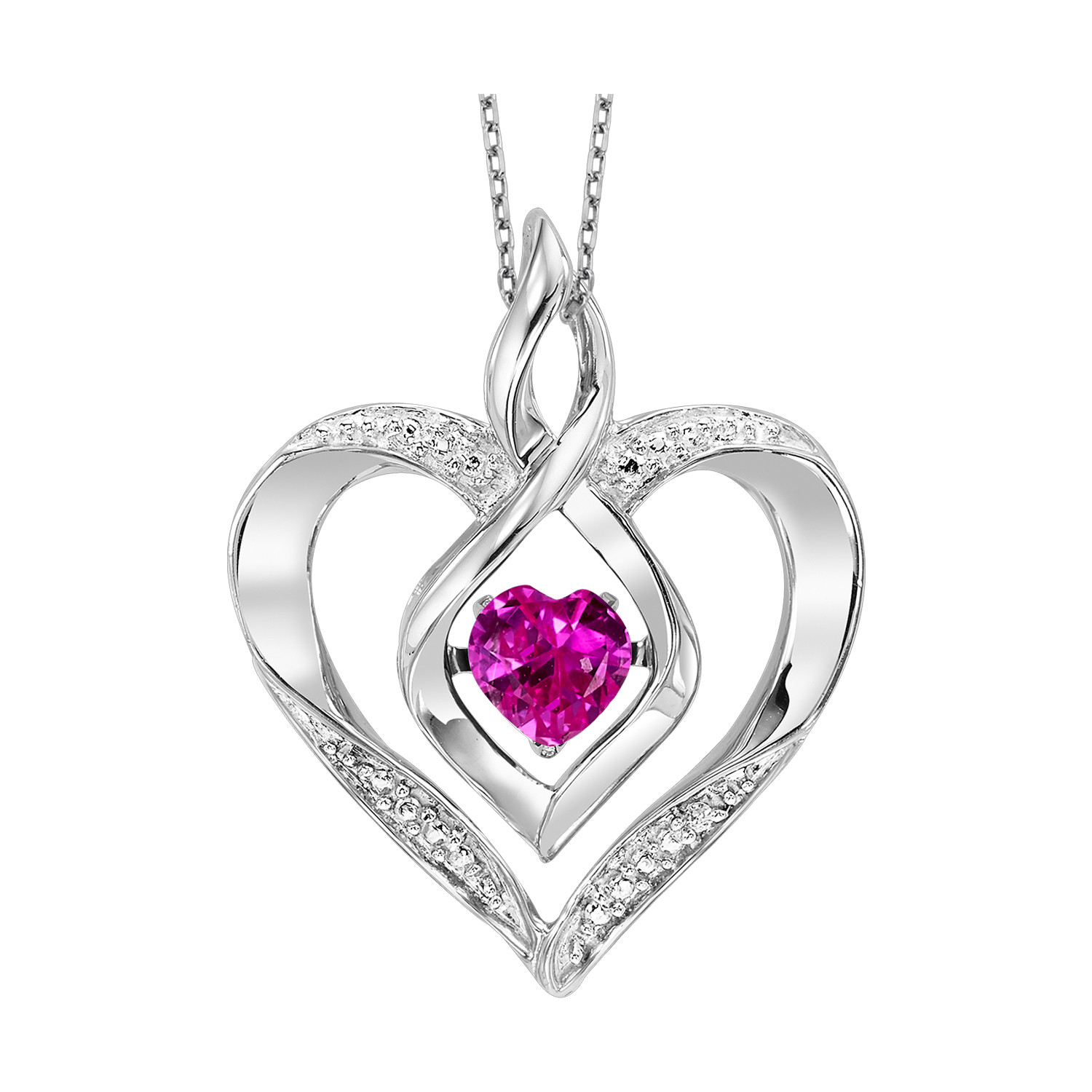 Sterling Siver Pink Heart Necklace