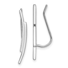SS RHOD-PLATED POLISHED DOUBLE CURVED BAR EARRINGS