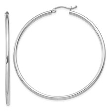 SS 2MM ROUND HOOP EARRINGS 50MM DIAMETER