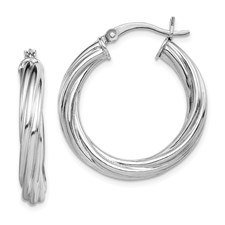 Sterling Silver Twist Hoop Earrings