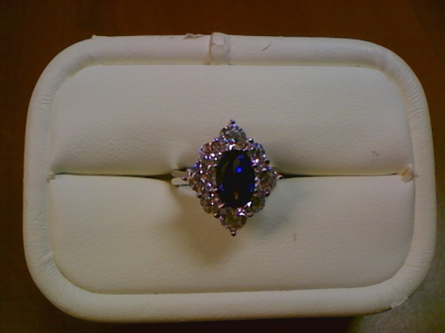 OVAL BLUE HALO RING