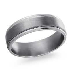 MALO Mens Tantalum Satin Grey Wedding Band