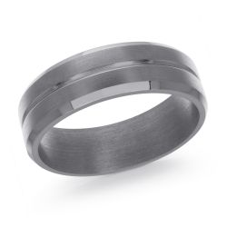 MALO Mens Tantalum Satin Grey Wedding Band