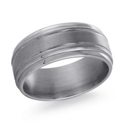 MALO Mens Tantalum Satin Grey Wedding Band
