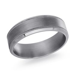 MALO Mens Tantalum Satin Grey Wedding Band
