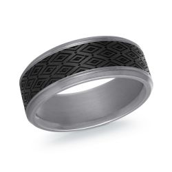 MALO Mens Tantalum Grey/Black Wedding Band
