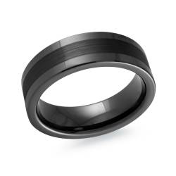 MALO Mens Black Tungsten Wedding Band
