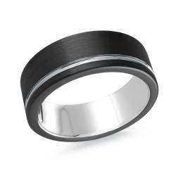 MALO Mens Black Tungsten Wedding Band