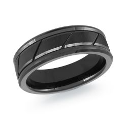 MALO Mens Black Tungsten Wedding Band