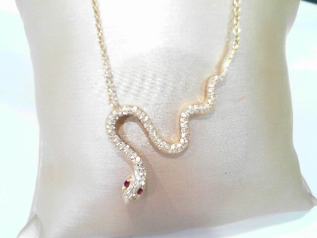 ESATE SHY CREATION DIAMOND SNAKE PENDANT RUBY EYES