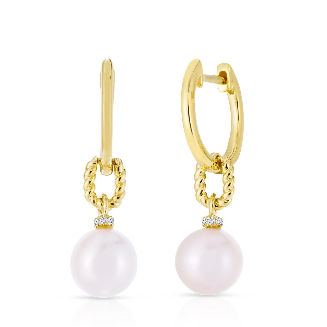 URBAETIS Diamond Twist Pearl Dangle Earrings