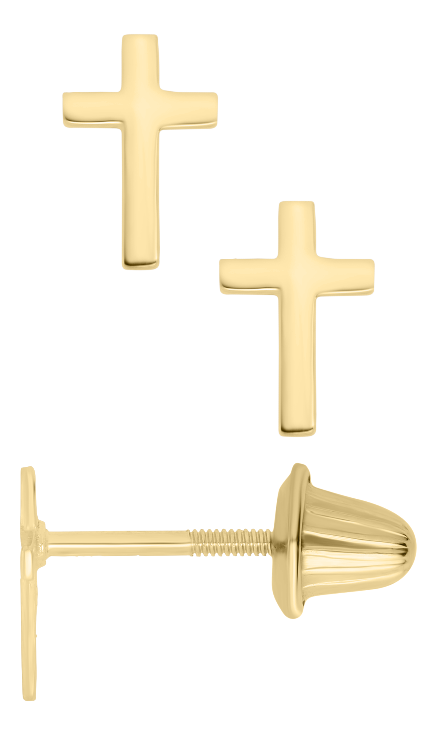MARATHON 14k Yellow Baby Gold Cross Earrings