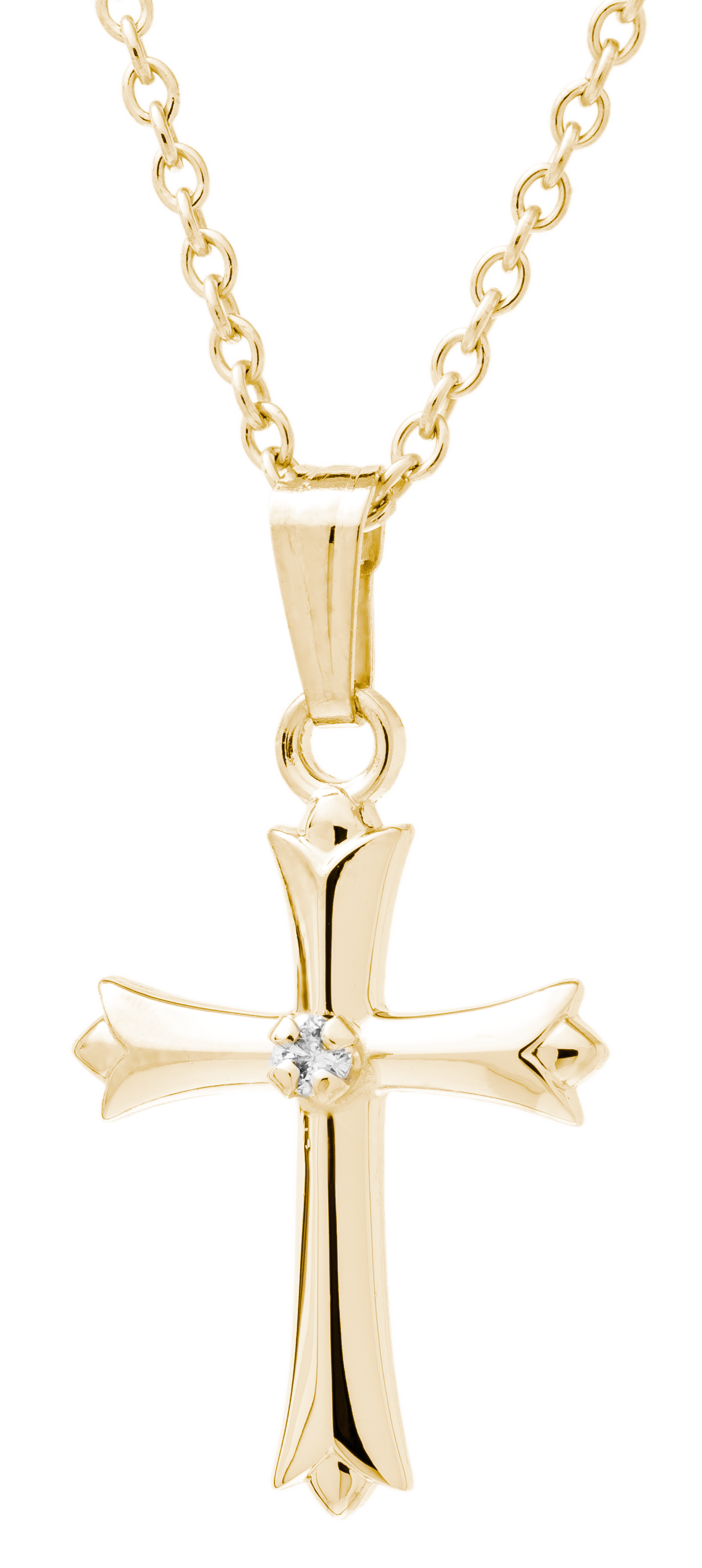 MARATHON 14K Yellow Gold Plated Baby Cross Necklace