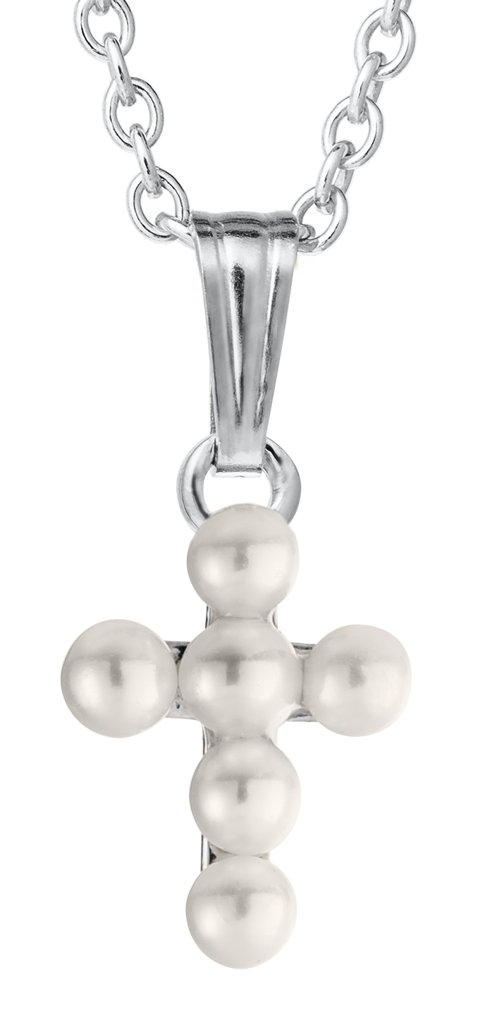 MARATHON SS Baby Pearl Cross Pendant