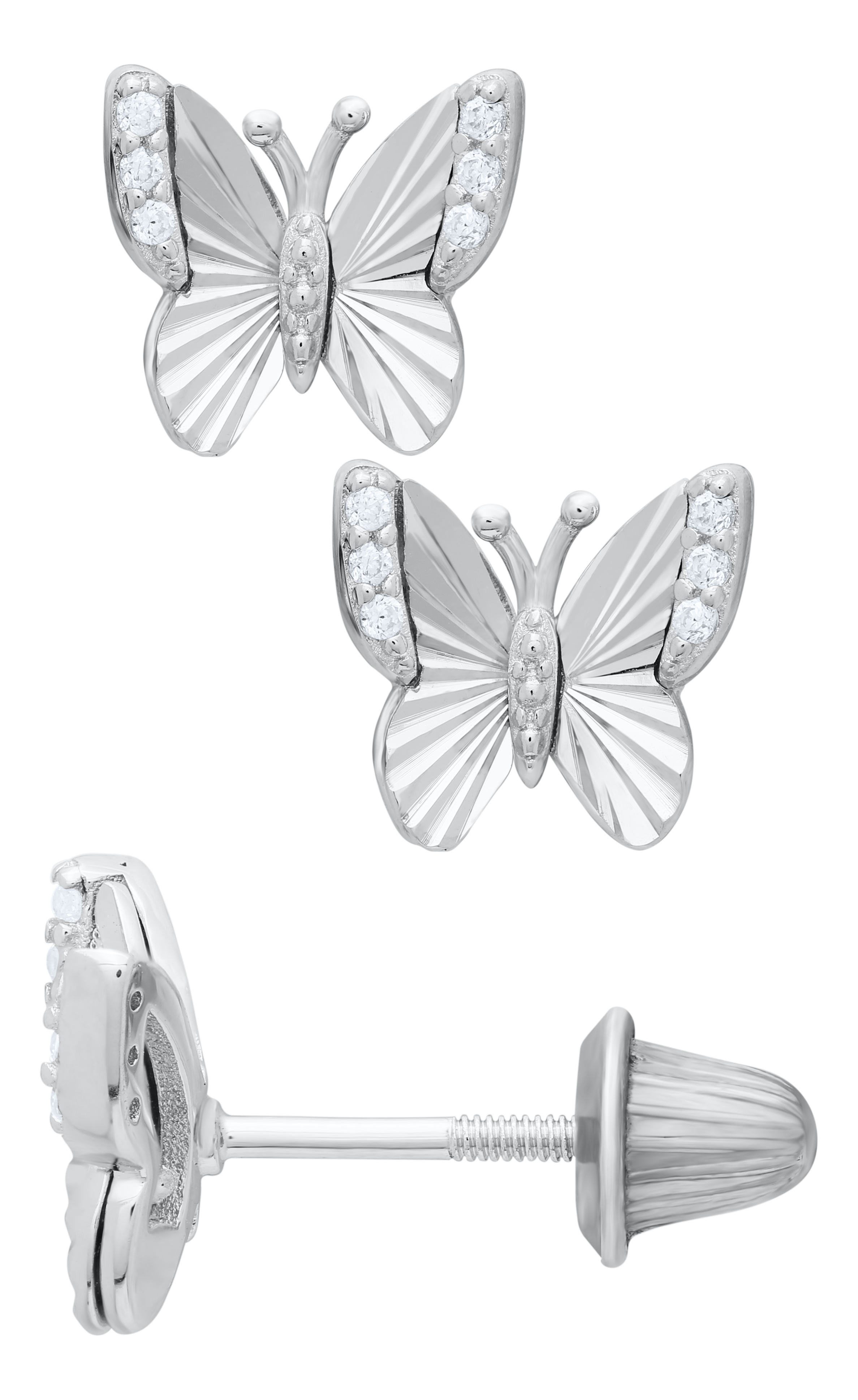 SS BUTTERFLY BABY EARRINGS W CZ