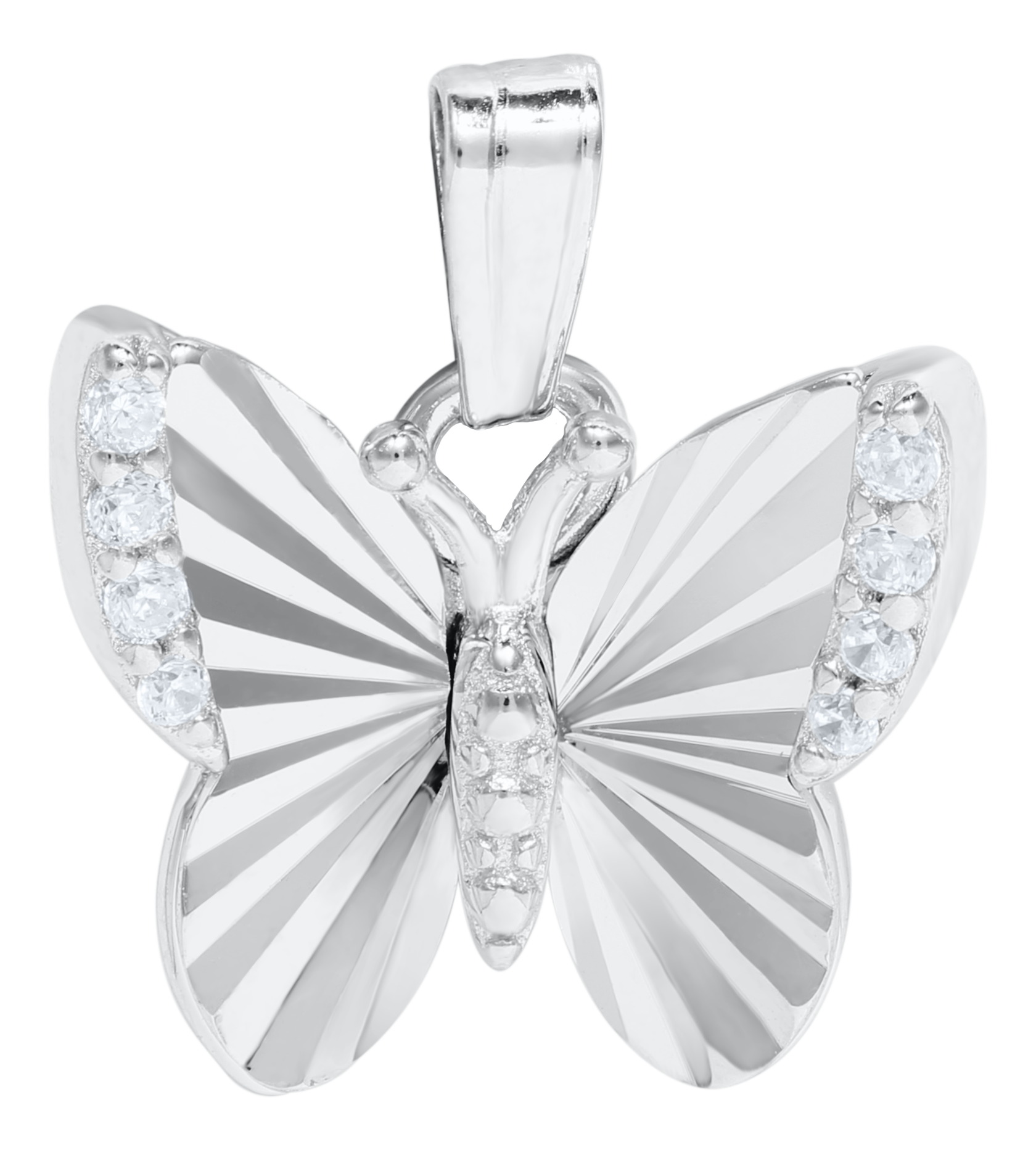 SS BFLY PEND WHITE CZ