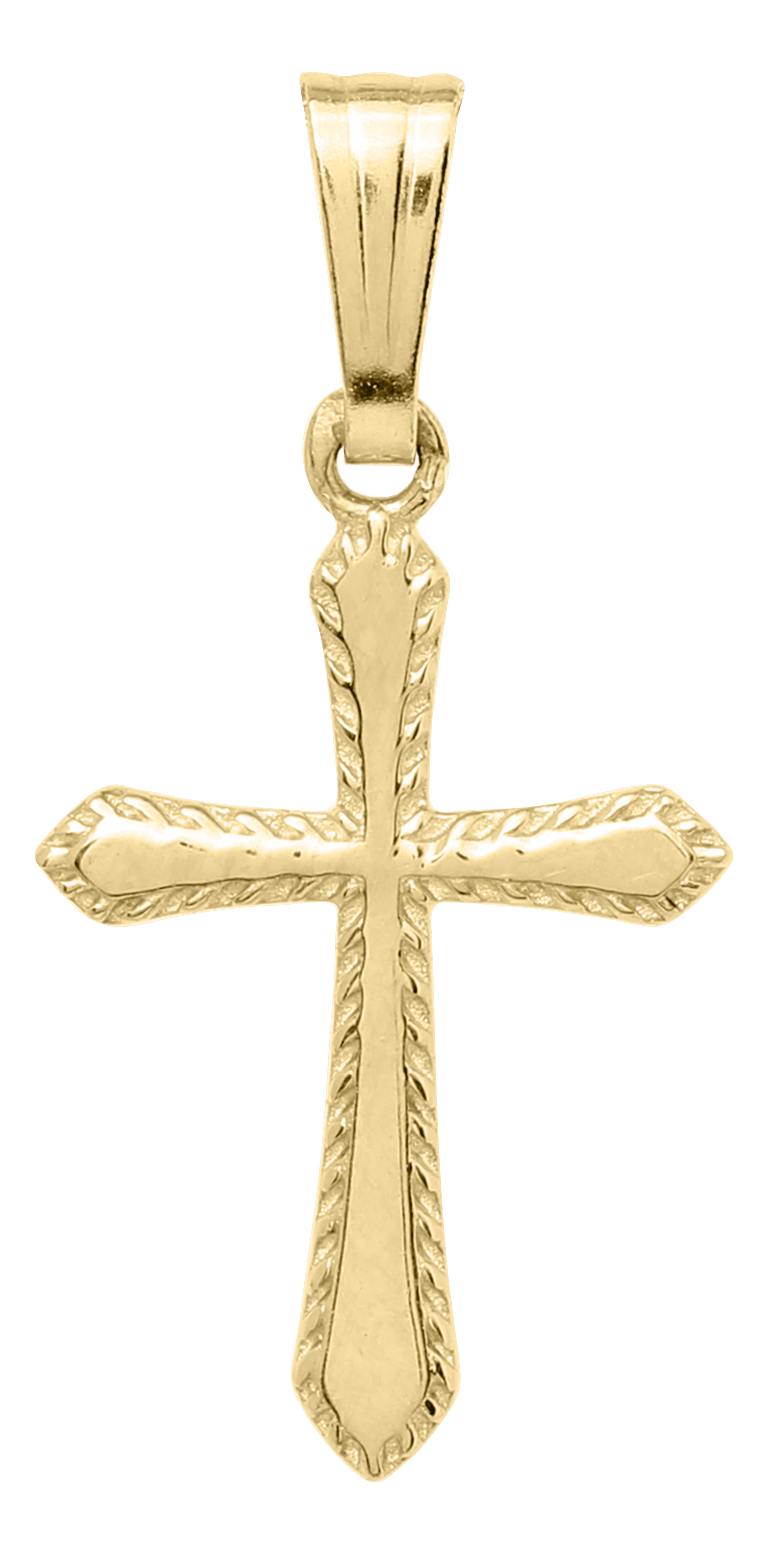 14KT GF ROPE EDGE BABY CROSS