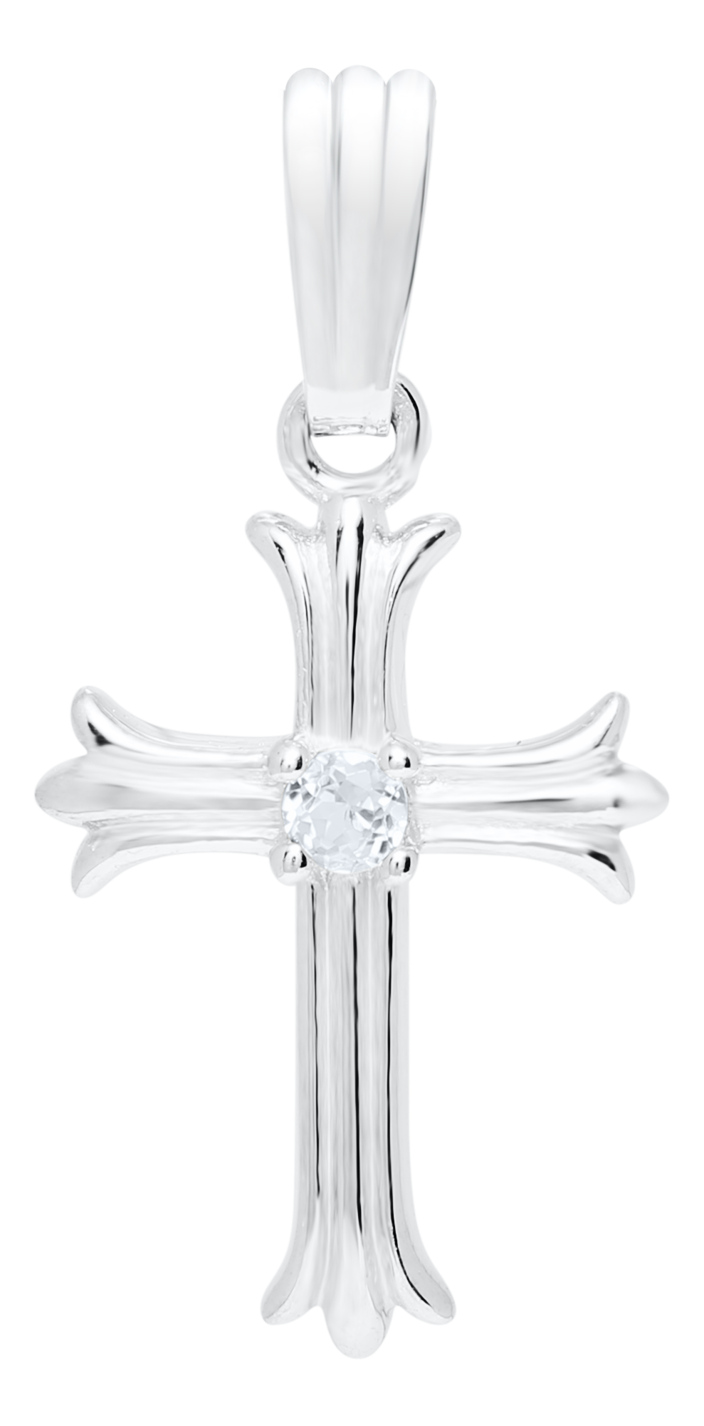 SS RIBBED BABY CROSS W WHT TOPAZ