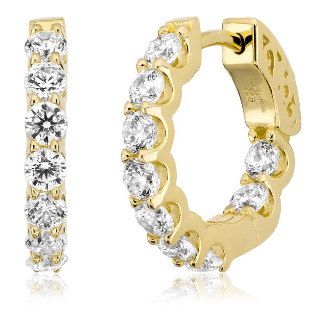 MISS MIMI Vermeil Yellow CZ Diamond Hoop Earrings