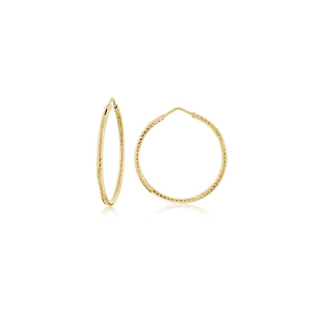 MISS MIMI Vermeil Yellow Diamond Cut Hoop Earrings