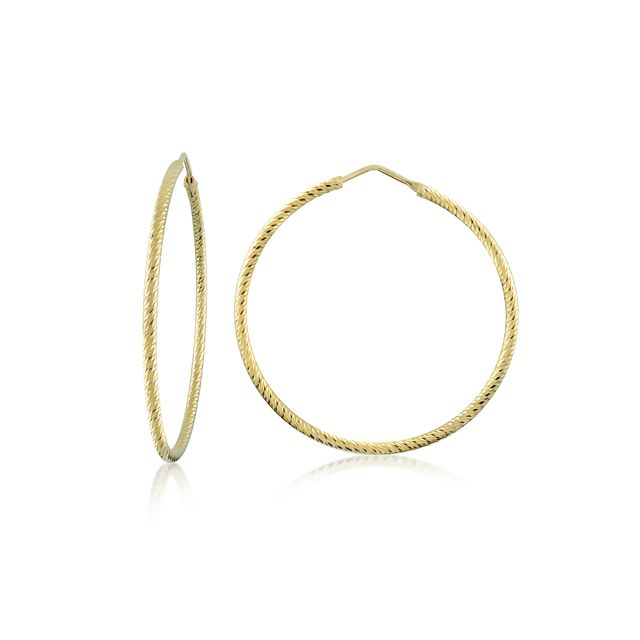 MISS MIMI Vermeil Yellow Diamond Cut Hoop Earrings